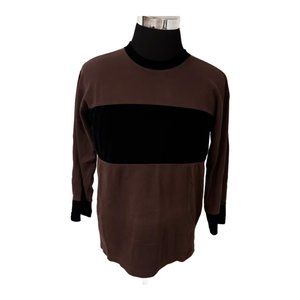 Victorias Secret Womens Small Brown Blue 3/4 Sleeve Velvet Pullover Top